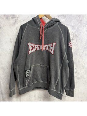 Vintage Planet Earth Hoodie Mens Large Gray 90s Y2K Baggy Skate Streetwear